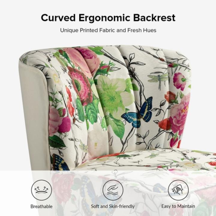 Ivory Floral Amata Accent Chair