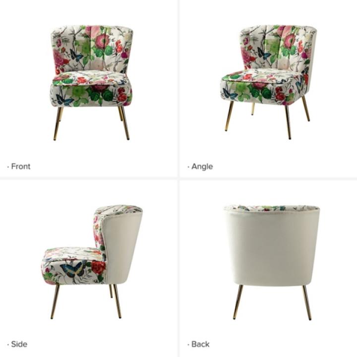 Ivory Floral Amata Accent Chair