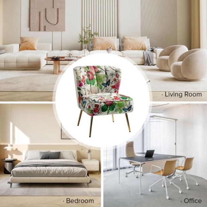 Ivory Floral Amata Accent Chair