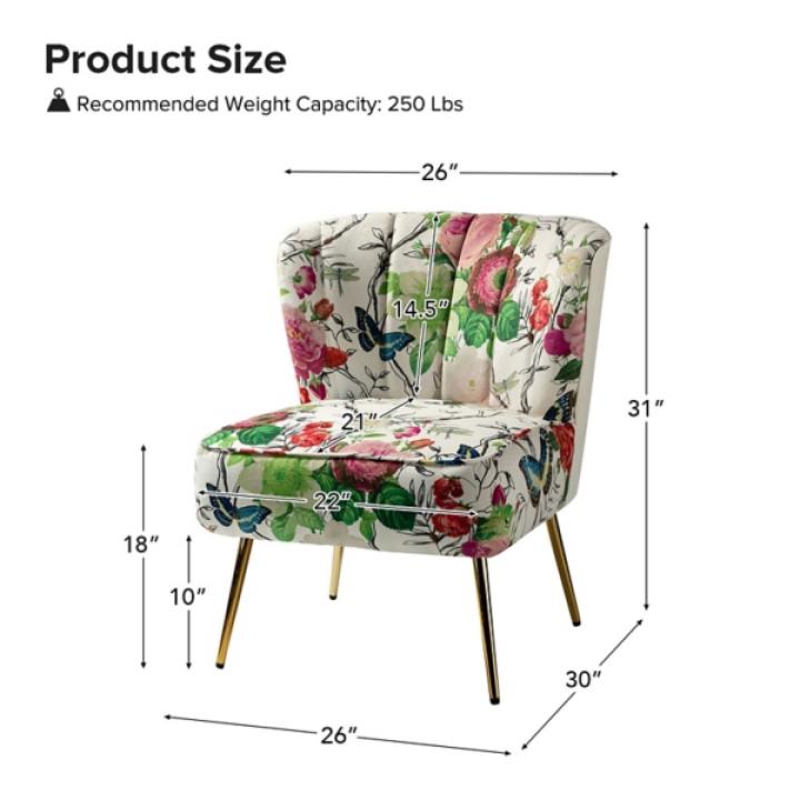 Ivory Floral Amata Accent Chair
