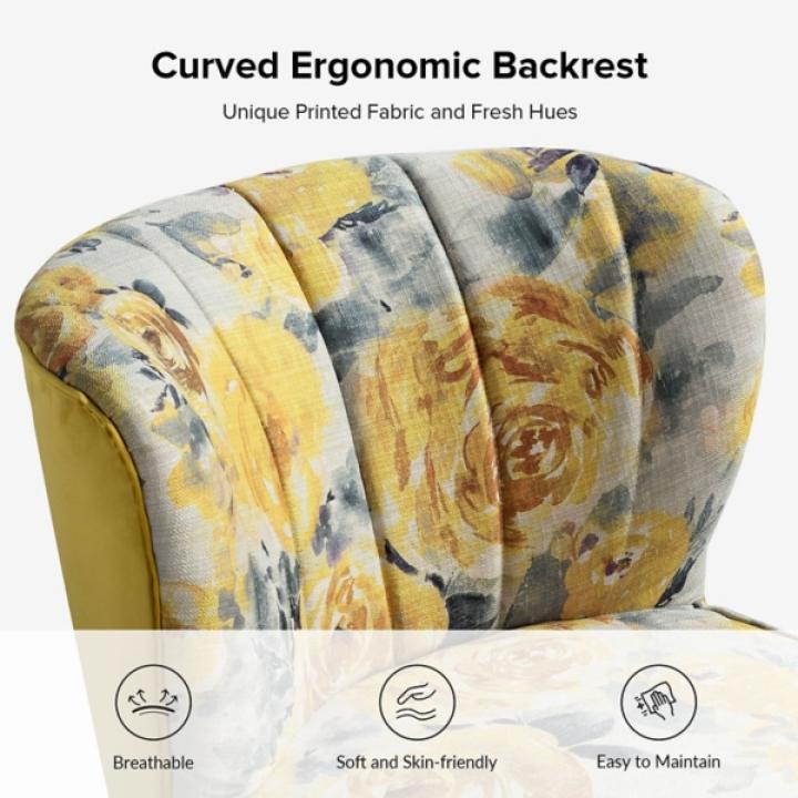 Yellow Floral Amata Accent Chair