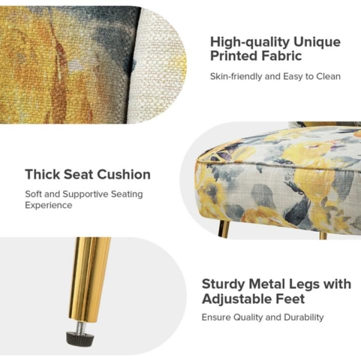 Yellow Floral Amata Accent Chair