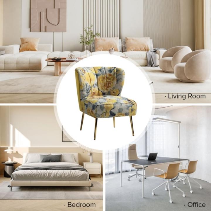 Yellow Floral Amata Accent Chair