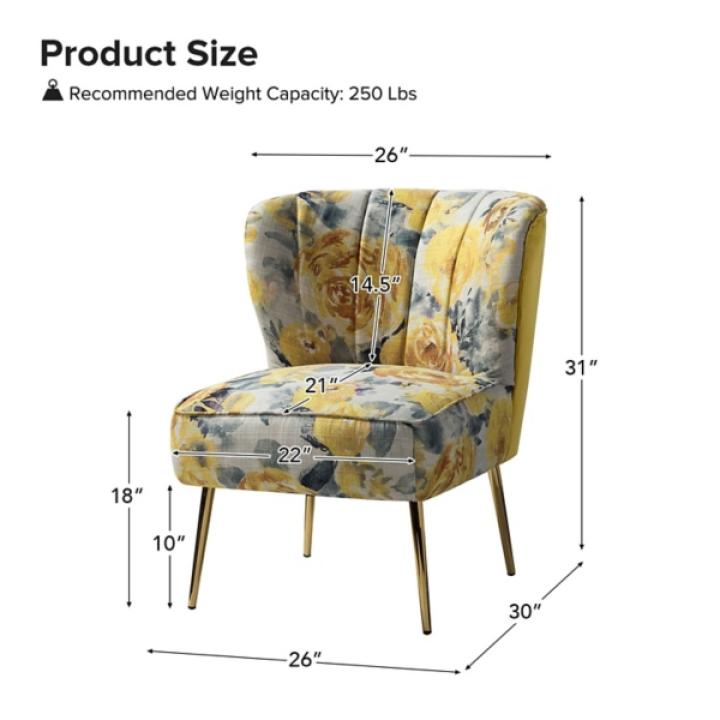 Yellow Floral Amata Accent Chair