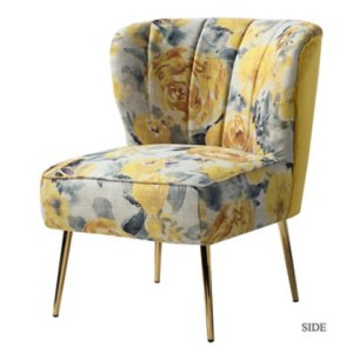 Yellow Floral Amata Accent Chair