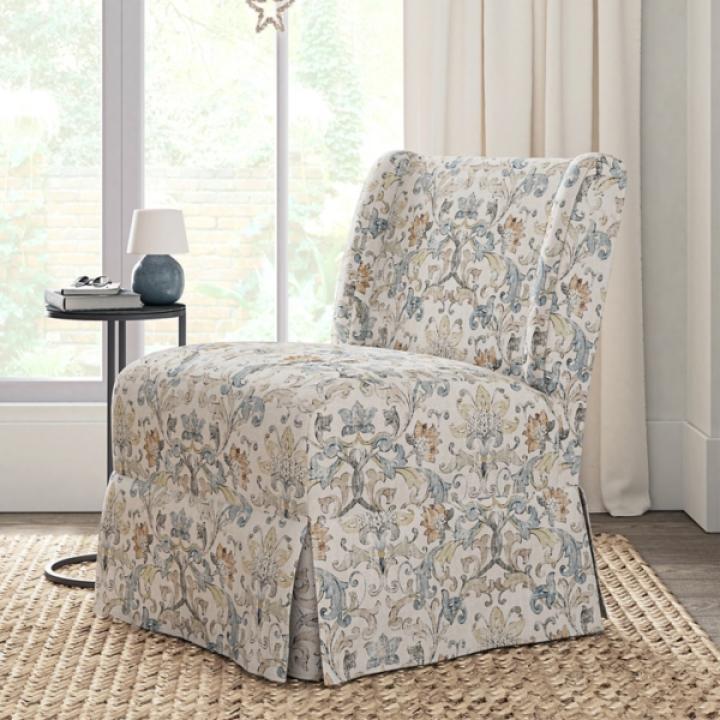 Damask Skirted Edwin Slipper Chair