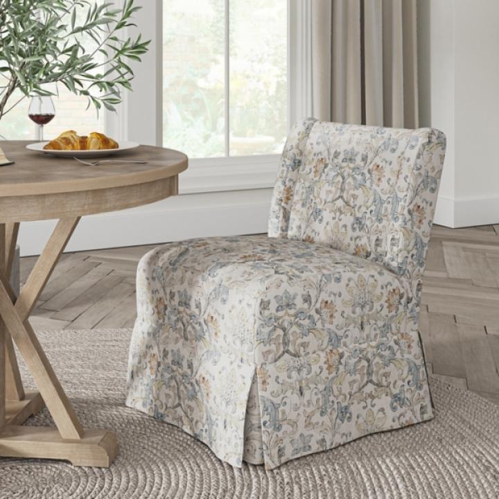 Damask Skirted Edwin Slipper Chair