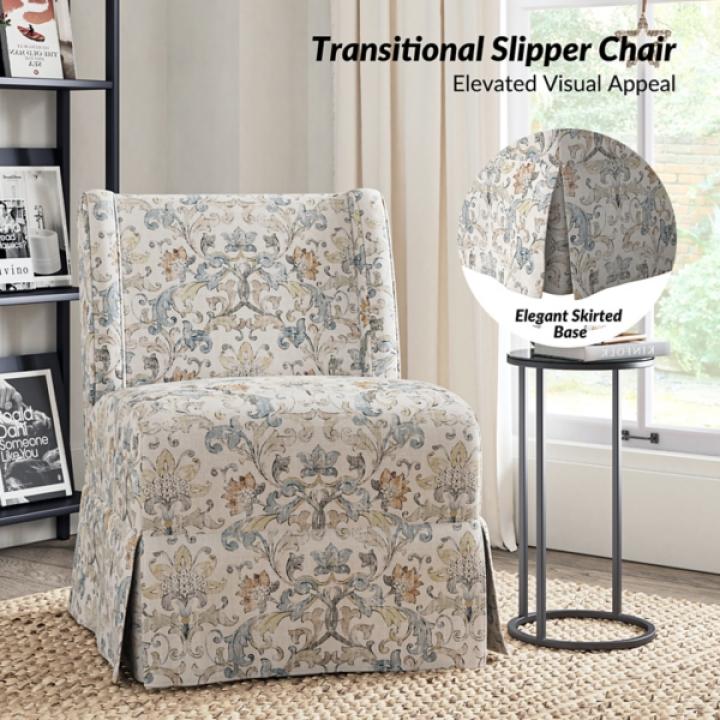 Damask Skirted Edwin Slipper Chair