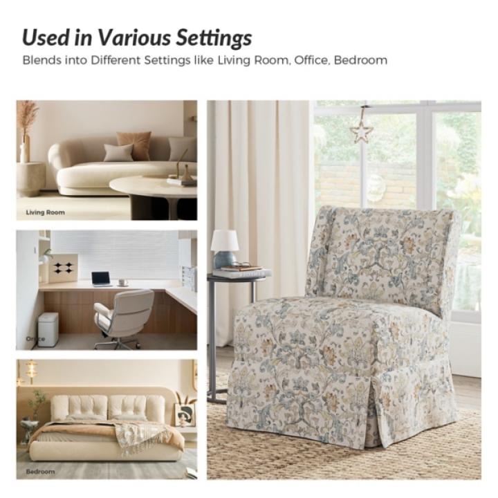 Damask Skirted Edwin Slipper Chair