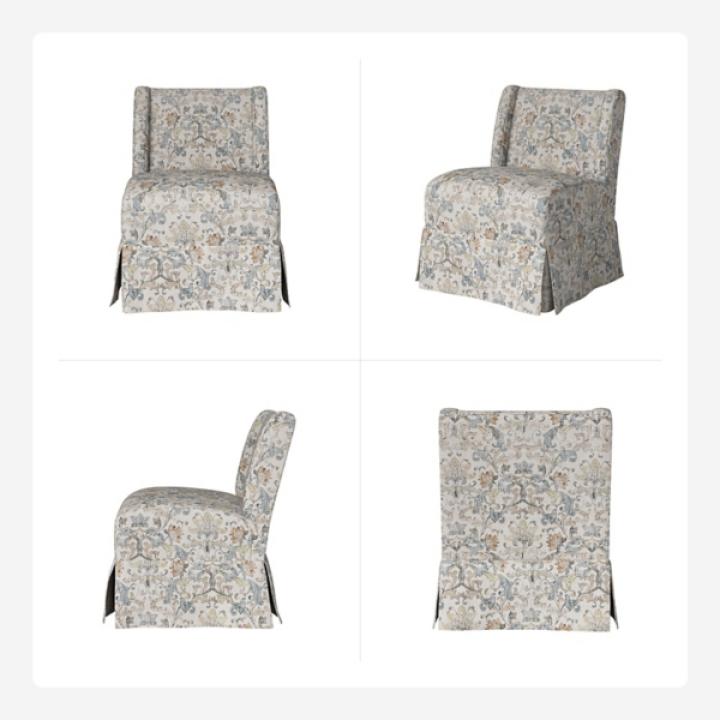 Damask Skirted Edwin Slipper Chair