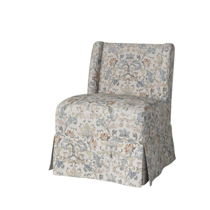 Damask Skirted Edwin Slipper Chair