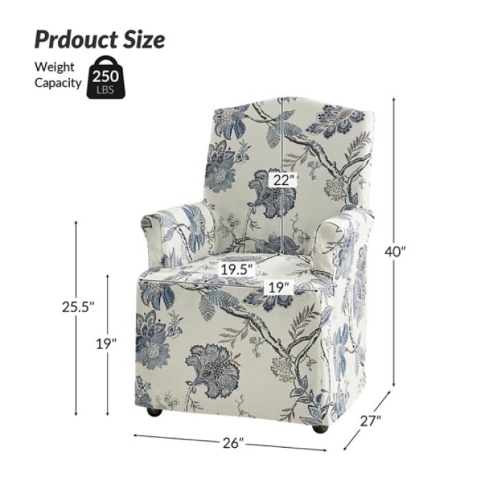 Blue Jacobean Slipcover Konrad Dining Chair