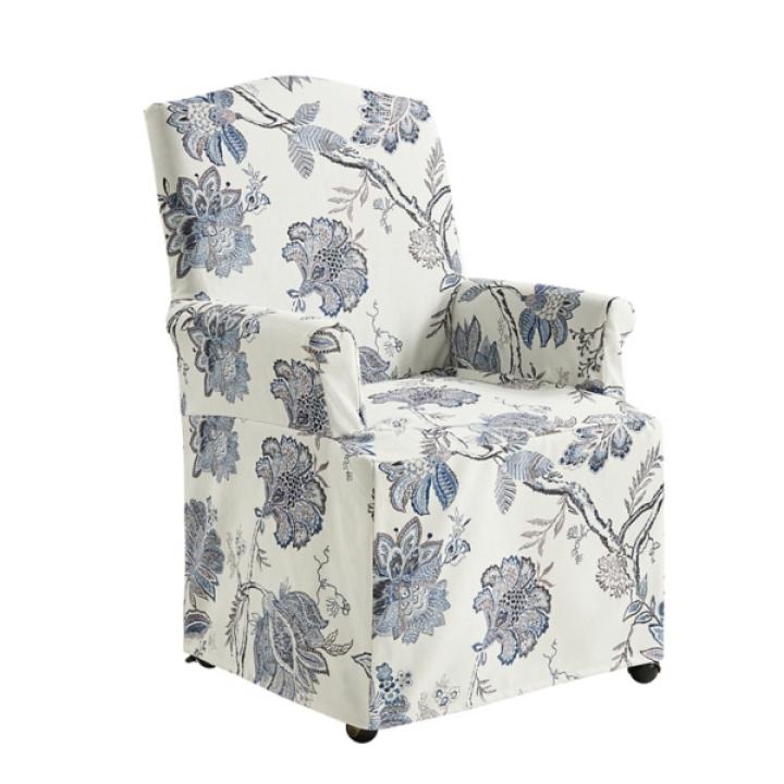 Blue Jacobean Slipcover Konrad Dining Chair