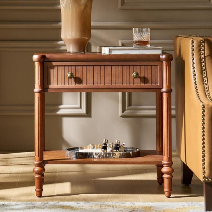 Brown Wood Derek Charging End Table