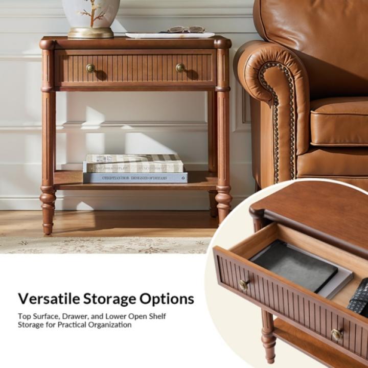 Brown Wood Derek Charging End Table