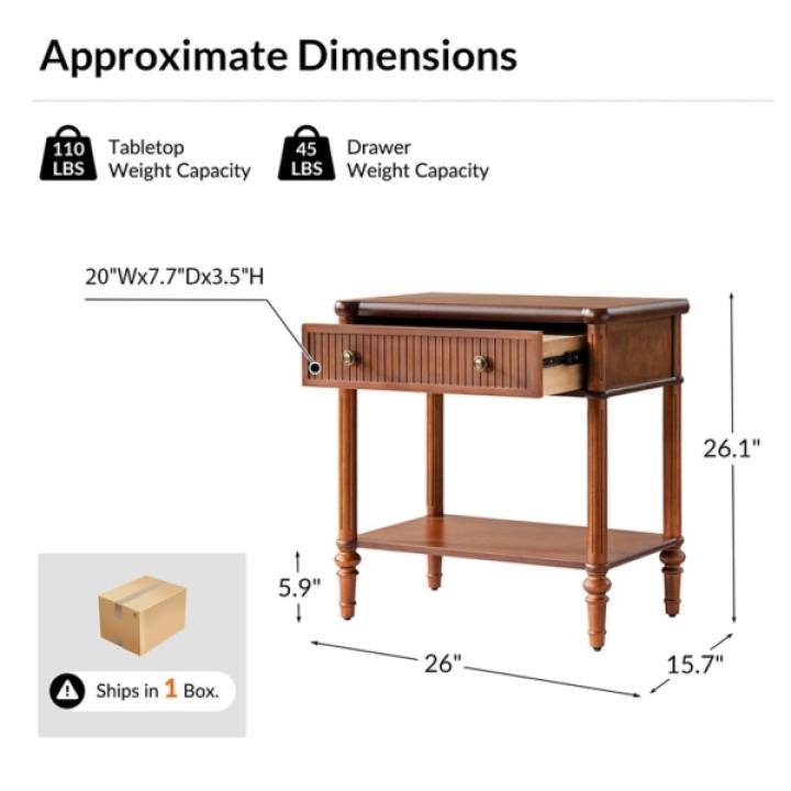 Brown Wood Derek Charging End Table