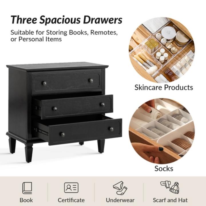 Black Wood Jonathan Charging Nightstand