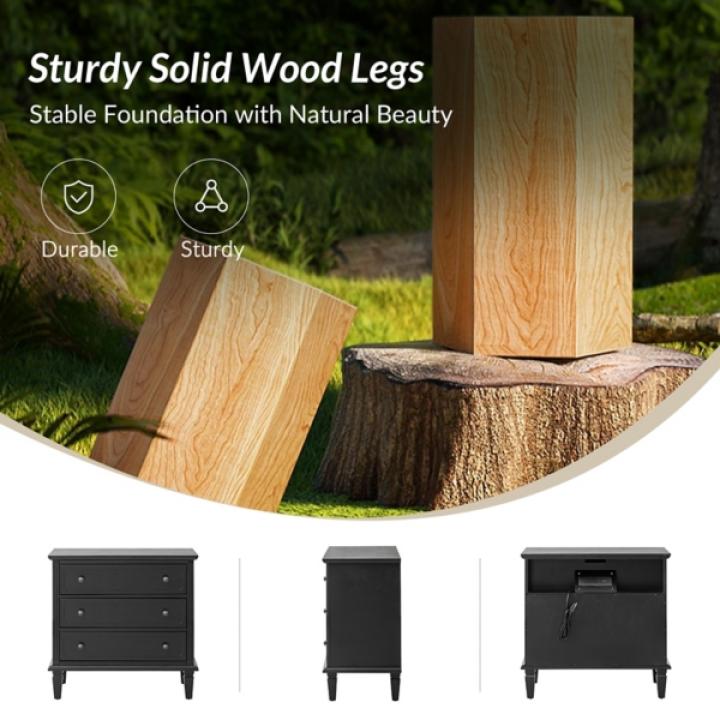 Black Wood Jonathan Charging Nightstand