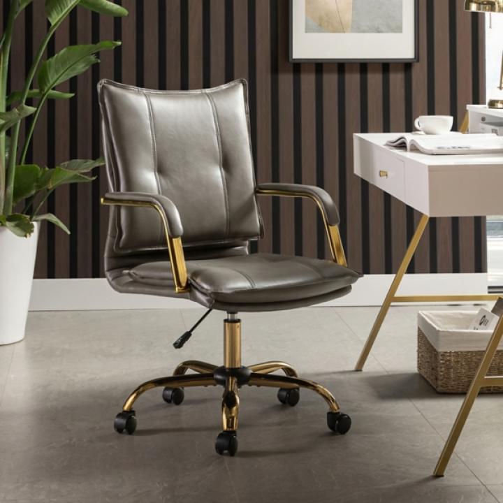 Gray Faux Leather Riccardo Office Chair