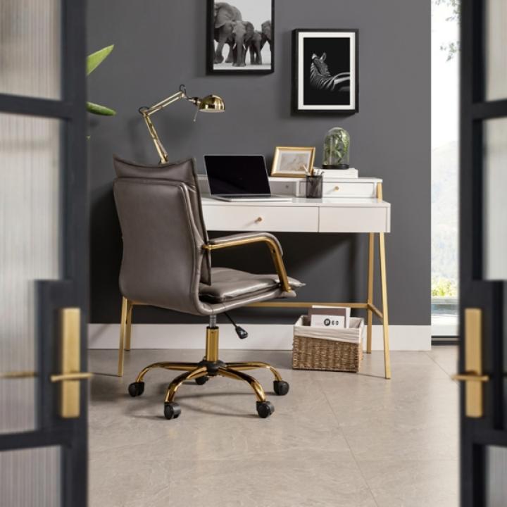 Gray Faux Leather Riccardo Office Chair