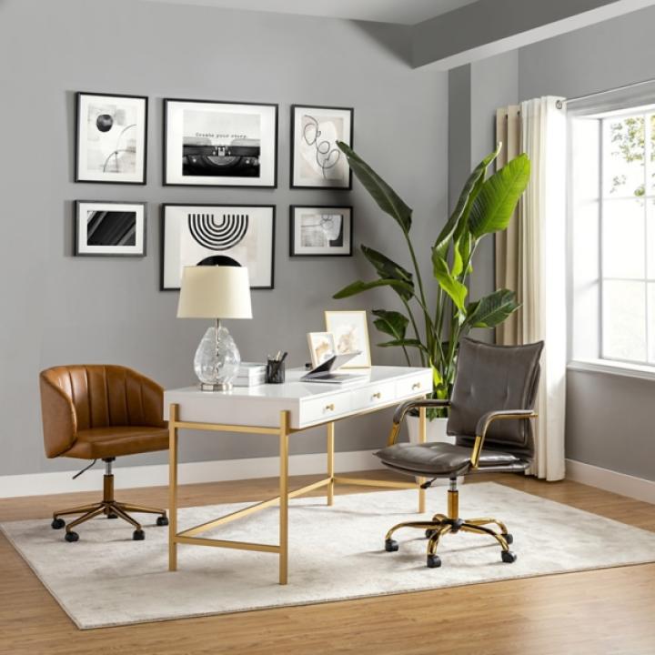 Gray Faux Leather Riccardo Office Chair