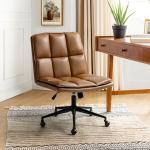 Camel Faux Leather Jane Oversized Office Chair