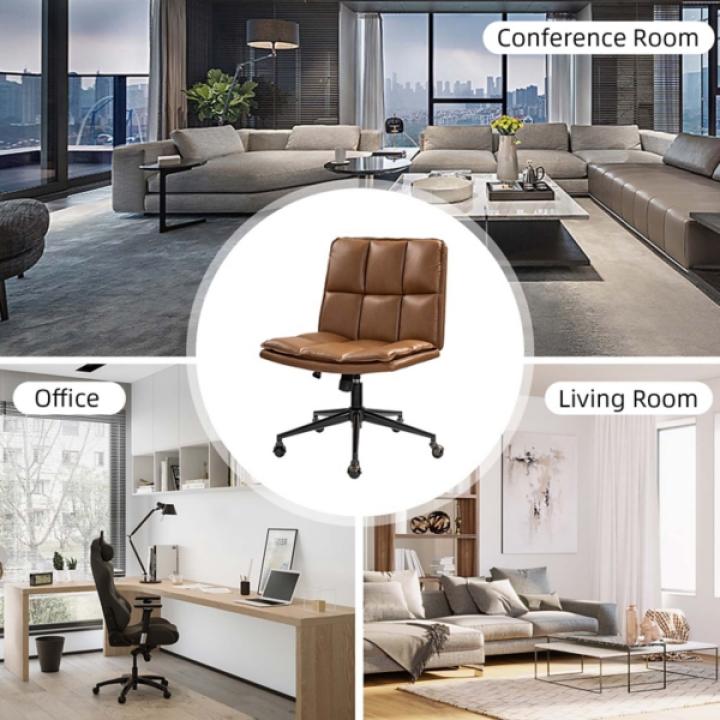 Camel Faux Leather Jane Oversized Office Chair