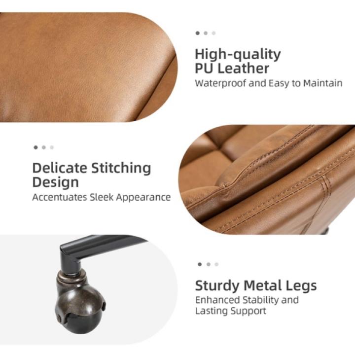 Camel Faux Leather Jane Oversized Office Chair