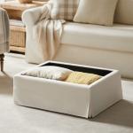 Ivory Upholstered Kimberly Storage Ottoman