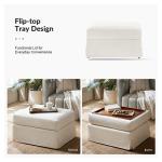 Ivory Upholstered Kimberly Storage Ottoman