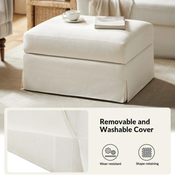 Ivory Upholstered Kimberly Storage Ottoman