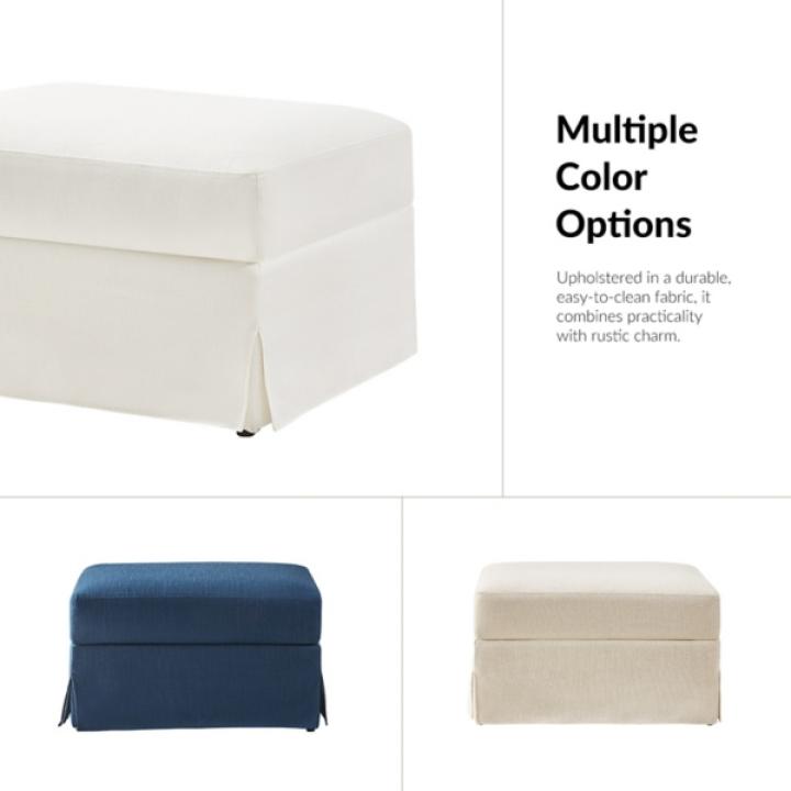Ivory Upholstered Kimberly Storage Ottoman