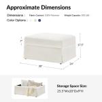 Ivory Upholstered Kimberly Storage Ottoman
