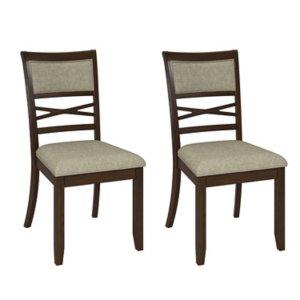 Walnut Brown Transitional Dining Chairs, Set of 2
