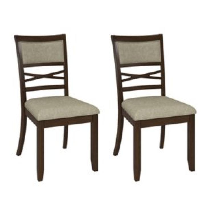 Walnut Brown Transitional Dining Chairs, Set of 2
